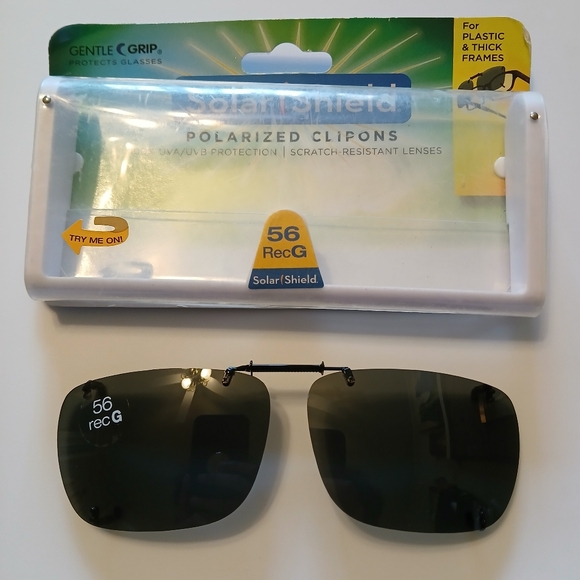 Solar Shield‎ Polarized Clipons Gray Lens 56RecG Sunglasses 100% UVA/UVB - Picture 1 of 6